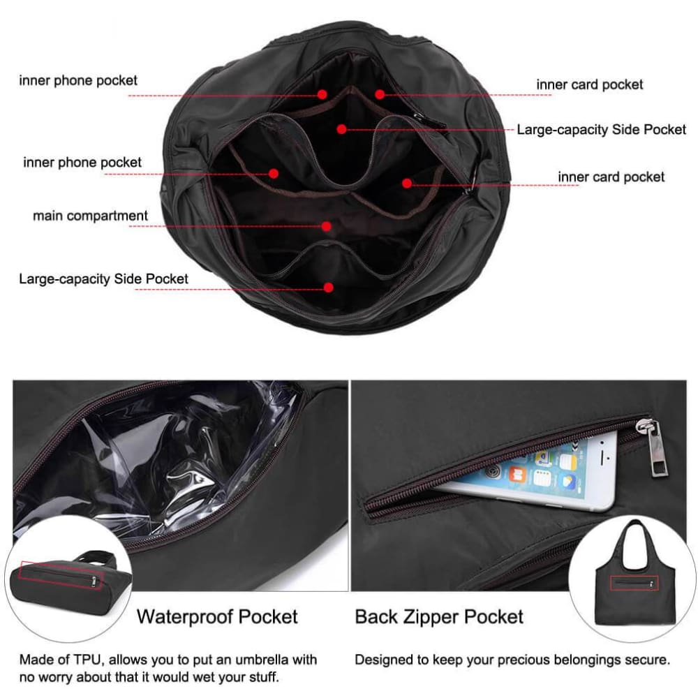 Vbiger Women Handbag Large Capacity Shoulder Bag Reusable Grocery Bag Oxford Shopping Bag - Bag