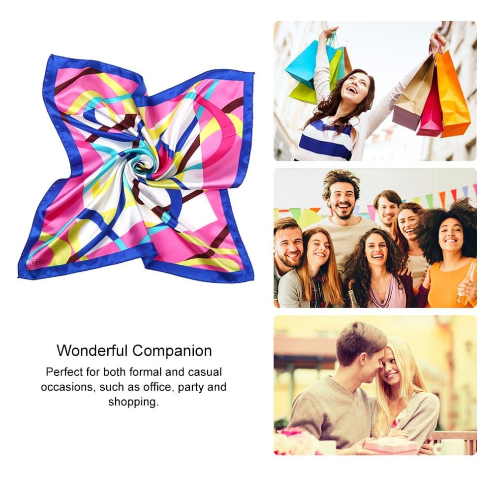 Vbiger Women Satin Scarf Fashionable Square Scarf Decorative Shawl Wrap Flower Printing Pattern Set of 12 - Scarf