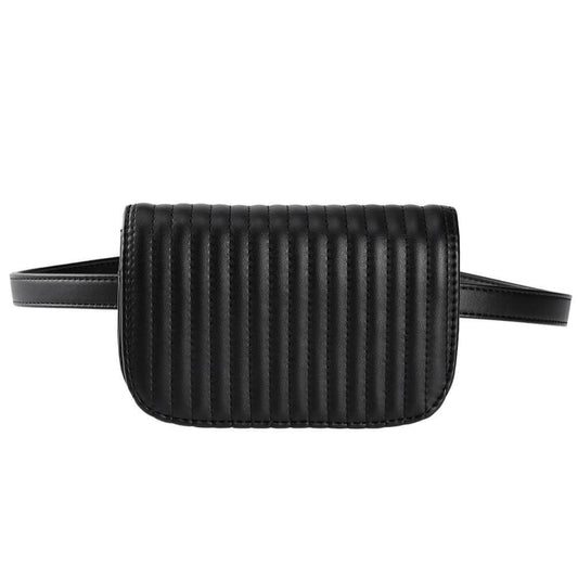 Vbiger Women Waist Pack PU Leather Waist Bag Casual Fanny Pack with Adjustable Strap and Stripe Pattern Black - Bag