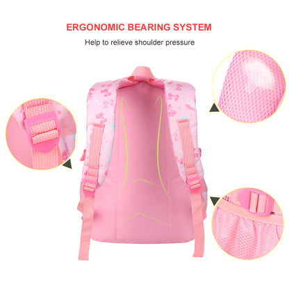 3 Pieces School Backpack 3-in-1 Student Shoulder Bags Set Adorable Student Book Bag Trendy Backpack, Lunch Tote Bag and Pencil Case for Students between 7-16 Years Old, Pink