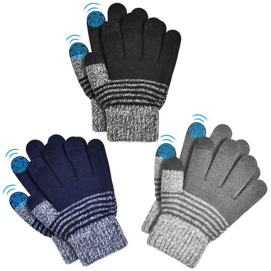 Vbiger Kids Winter Gloves Thickened Touch Screen Gloves Cold Weather Gloves with Reflective Designs- Ideal Gift