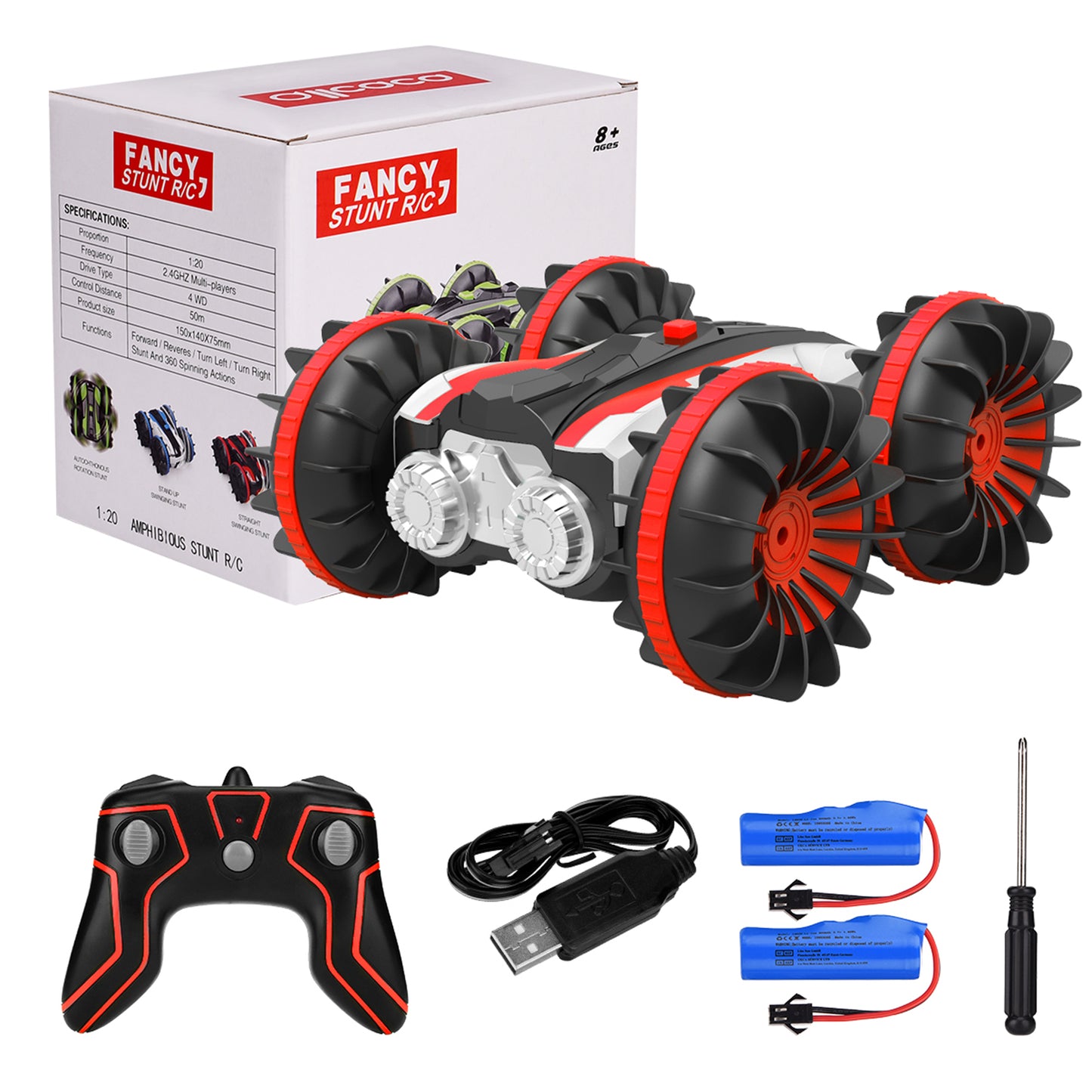 RC Car Toys for 5-12 Year Old Boys, Amphibious Remote Control Car for Kids 2.4 GHz RC Stunt Car for Boys Girls 4WD Off Road Monster Truck Christmas Birthday Gifts Remote Control Boat Beach Toy