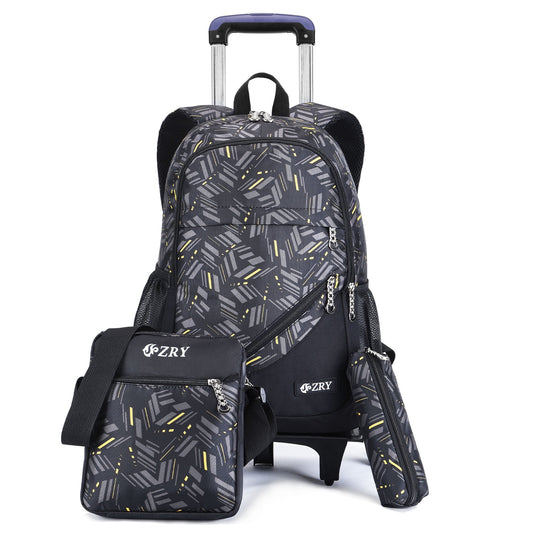 Vibger School Backpack 3PCS Kids Bookbag Rolling Backpack Set with Crossbody Bag £¦ Pencil Bag Black