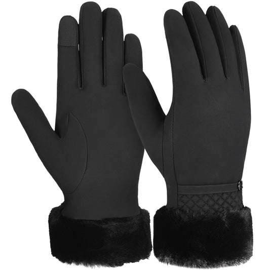 Winter Gloves for Women, Warm Winter Gloves Cold Weather Gloves, Casual Touchscreen Gloves for Outdoor Sports, Black