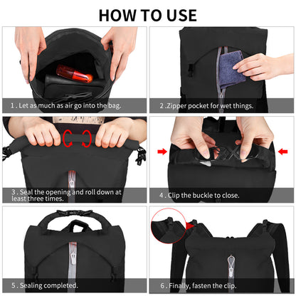Vbiger 20L Waterproof Dry Bags, Foldable Portable Lightweight Odorless Backpack with Waist Bag Cellphone Bag for Beach Trekking Swimming Traveling Hiking