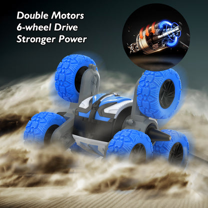 RC Stunt Car 6 WD RC Car Toys for 5-12 Years Old Boys 2.4GHz Amphibious 360 Rotating RC Stunt Car Boat Remote Control Car Toy for Boys Girls, Blue