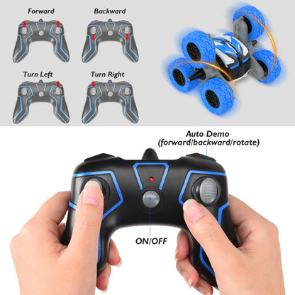 RC Stunt Car 6 WD RC Car Toys for 5-12 Years Old Boys 2.4GHz Amphibious 360 Rotating RC Stunt Car Boat Remote Control Car Toy for Boys Girls, Blue