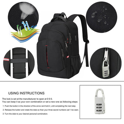 Vbiger Multi-purpose Business Backpack 15.6" Laptop with FRID Pocket, Black