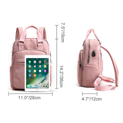 Vbiger USB Backpack Large Schoolbag Travel Bag, Pink