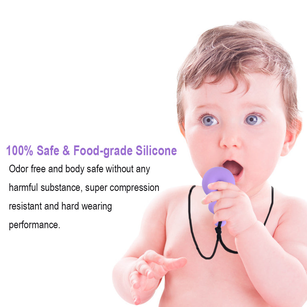 2 Pcs Chewing Necklace Teething Toys Calming Chewelry Chew Necklace, Suitable for Autism and Oral Motor Special Needs Kids, Purple and Blue