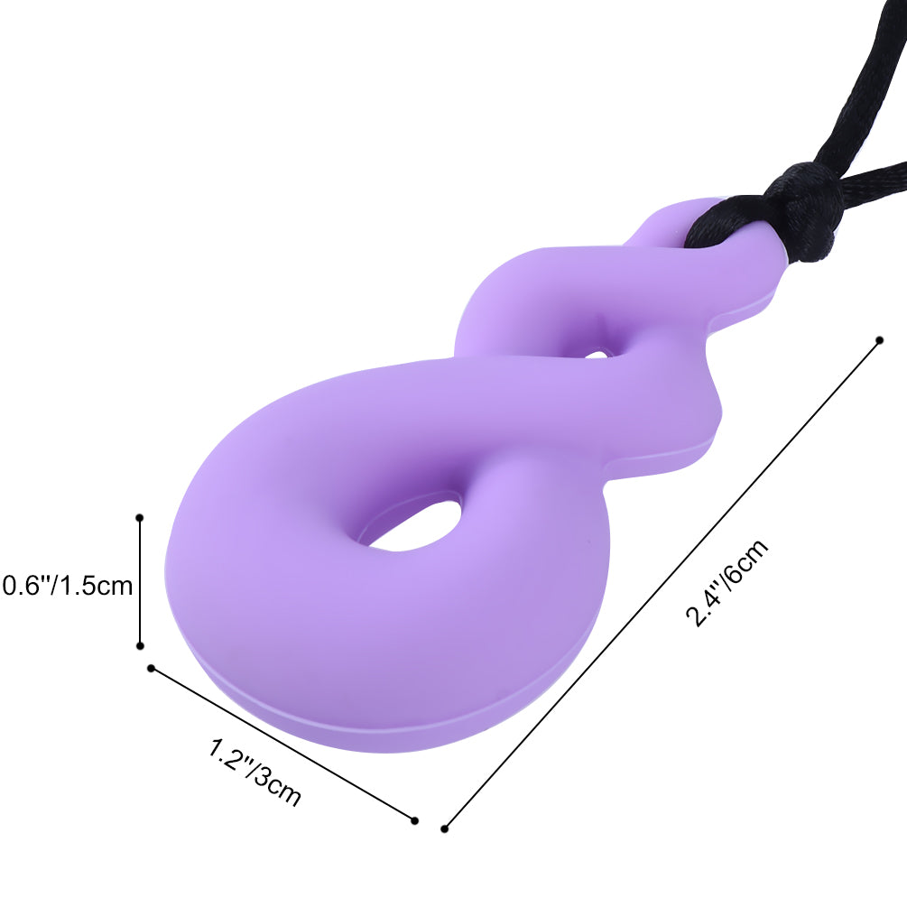 2 Pcs Chewing Necklace Teething Toys Calming Chewelry Chew Necklace, Suitable for Autism and Oral Motor Special Needs Kids, Purple and Blue