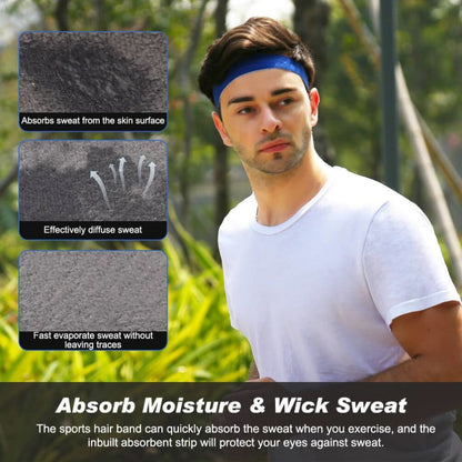 Vbiger Sports Headband Stretchy Sweatbands Workout Headbands for Running Training Yoga 3-Pack - Hats