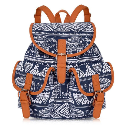 Vbiger Stylish and Ethnic Bag for Travelling Popular Canvas Backpack for Women with Elephant Pattern - Style2 - Bag