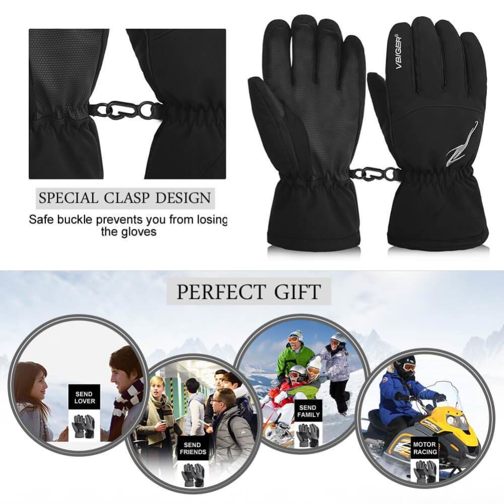 Vbiger Unisex Winter Warm Gloves Full-finger Snowboard Gloves Waterproof Sports Gloves - Gloves